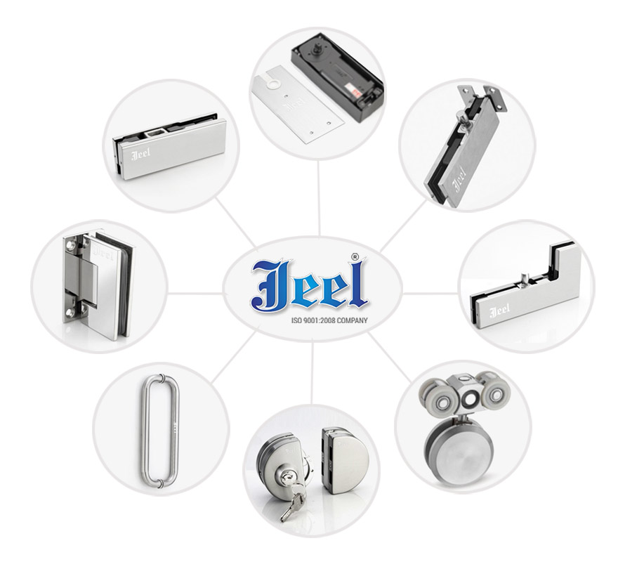 Jeel Brand Glass Door Hydraulic Floor Spring Door Closer Device and Glass Door Accessories Manufacturer - Supplier - Rajkot Gujarat India